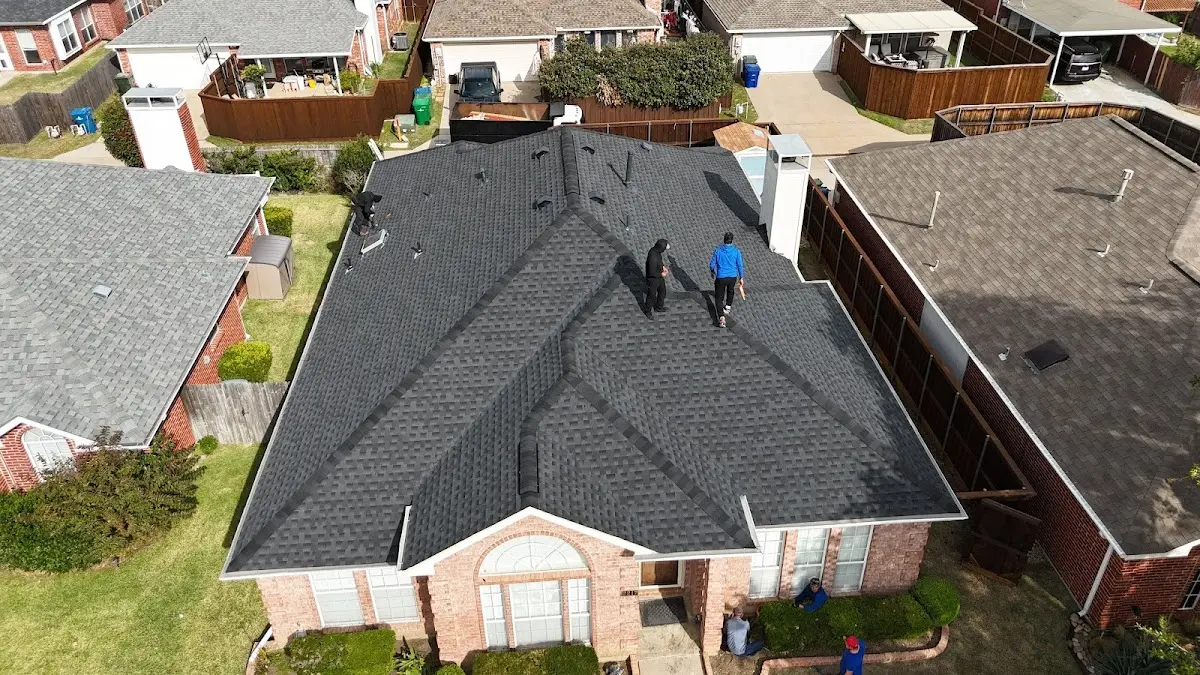 Slate & Tile Roof Repair work in progress on a Rio Grande City property